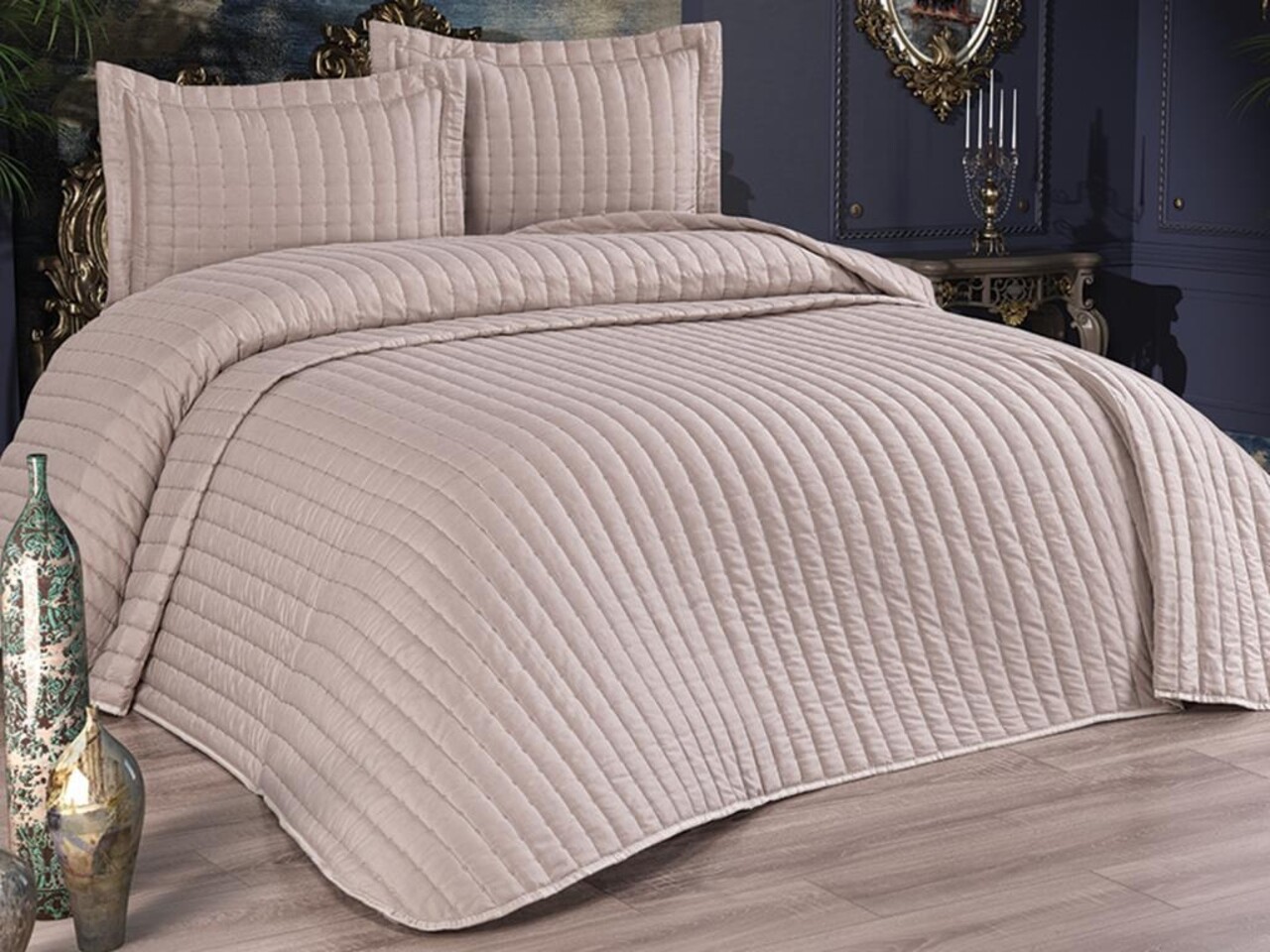 Set cuvertura de pat dubla 3 piese, L'essentiel Maison, Dublin, Cappuccino - imagine 5